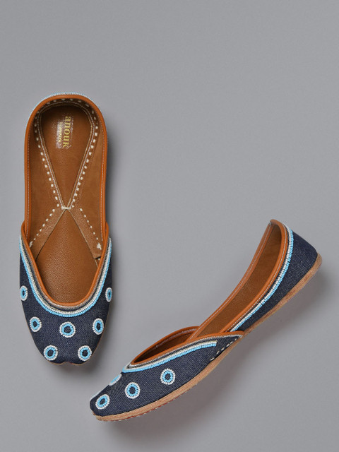 

Anouk Women Navy Embellished Mojaris, Navy blue