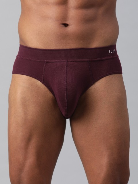

FCUK Underwear Men Burgundy Solid HIP Briefs CBR12