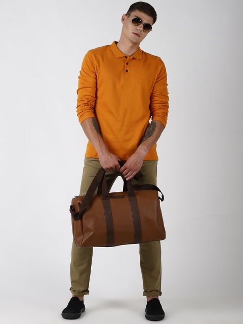 

Blue Saint Men Yellow Solid Polo Collar T-shirt