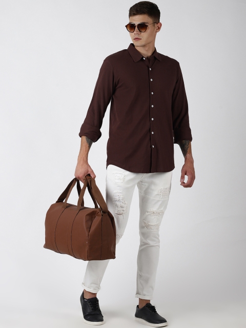 

Blue Saint Men Coffee Brown Slim Fit Solid Casual Shirt