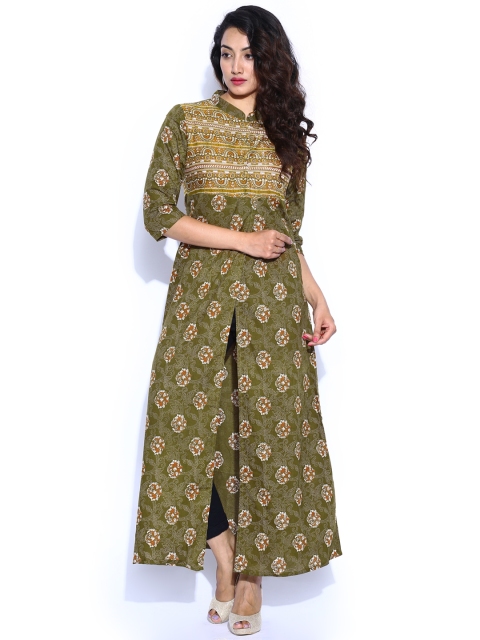 

Vishudh Green Printed Kurta with Trousers