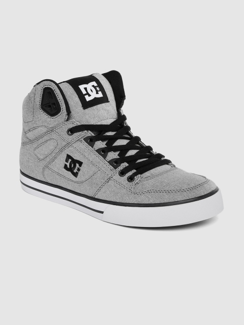 

DC Men Grey Solid Mid-Top Sneakers