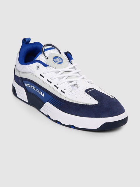 

DC Men White & Blue Colourblocked Leather Sneakers