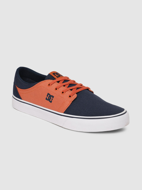 

DC Men Navy Blue & Peach-Colored Colourblocked Sneakers