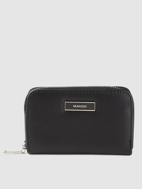 

MANGO Women Black Solid Zip Around Wallet