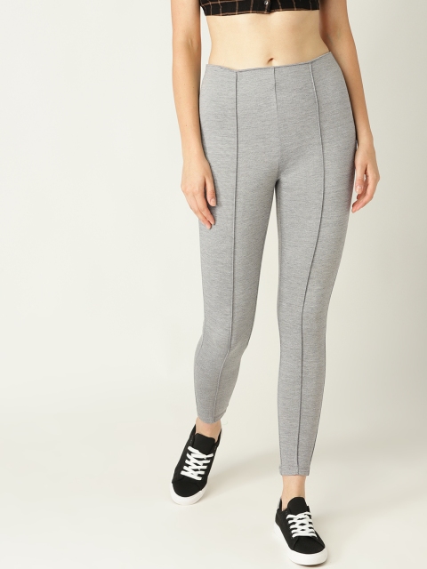 

Mango Women Grey Melange Solid Treggings