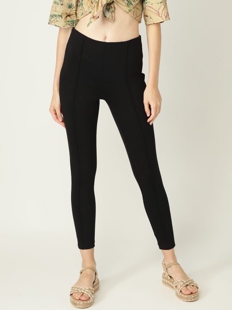 

Mango Women Black Solid Cropped Treggings