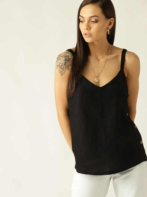 

MANGO Women Black Solid Top