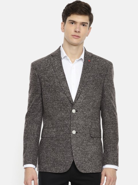 

Theme Men Grey & White Self Design Slim Fit Single-Breasted Casual Blazer
