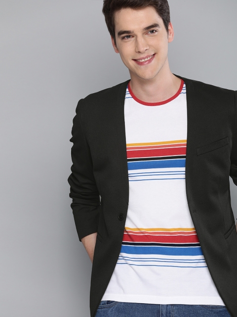

Mast & Harbour Men Black Self Design Regular Fit Single-Breasted Casual Blazer