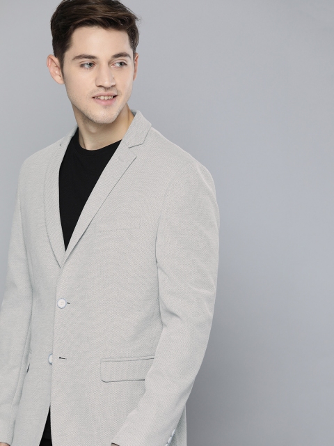 

Mast & Harbour Men Grey Solid Single-Breasted Casual Blazer