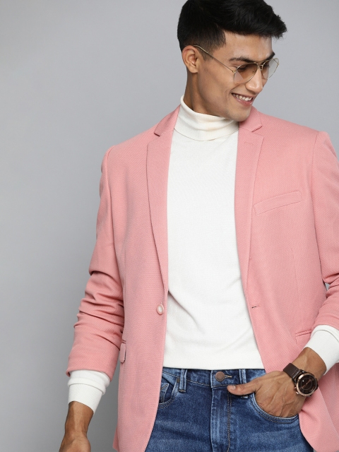 

Mast & Harbour Men Pink Self Design Single-Breasted Casual Blazer