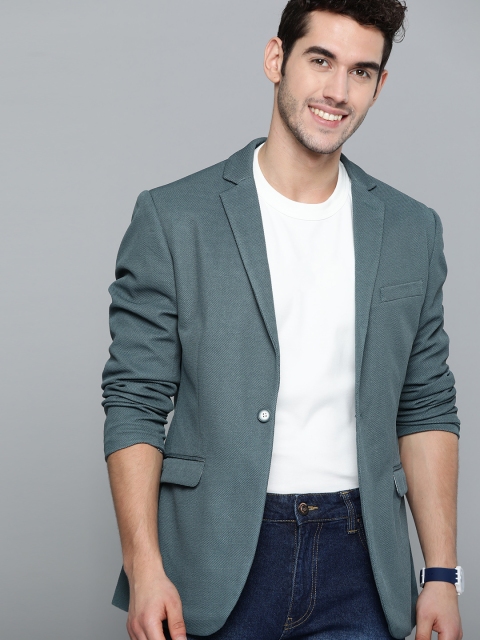 

Mast & Harbour Men Grey Regular Fit Self Design Single-Breasted Casual Blazer