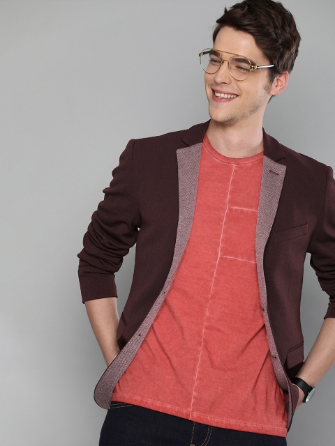 

Mast & Harbour Men Burgundy Solid Regular Fit Single-Breasted Casual Blazer