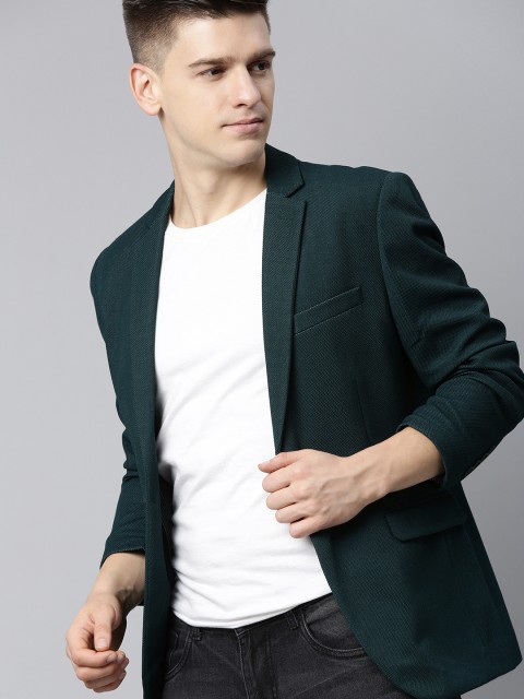 

Mast & Harbour Men Teal Green Slim Fit Single-Breasted Casual Blazer