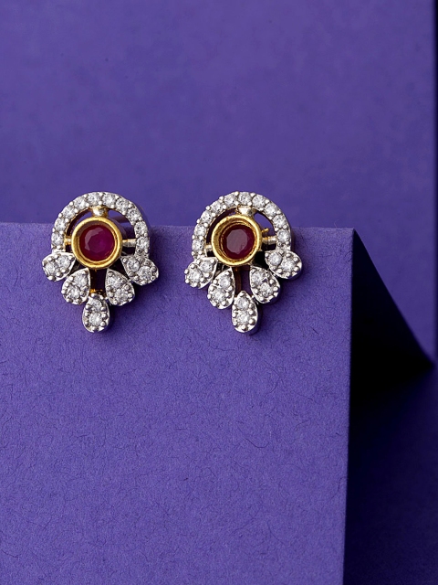 

Voylla Gold-Toned & Red Teardrop Shaped Studs
