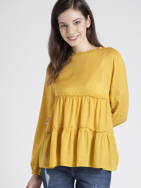 

GAP Women's Tiered Ruffle Blouse, Mustard