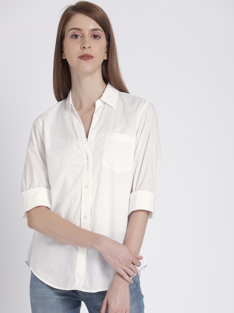 

GAP Women White Regular Fit Solid Casual Shirt