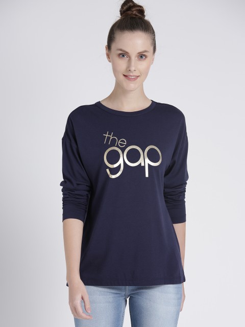

GAP Women's Long Sleeve T-Shirt, Navy blue