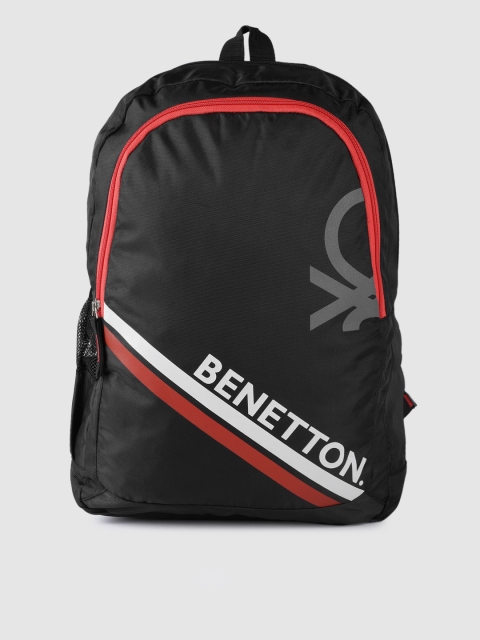 

United Colors of Benetton Unisex Black Brand Logo Backpack