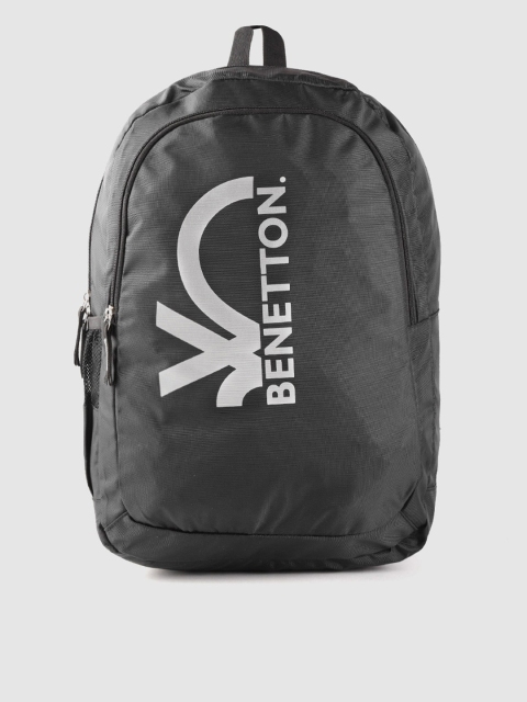 

United Colors of Benetton Unisex Black Brand Logo Laptop Backpack