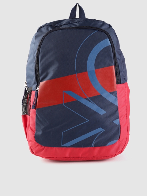 

United Colors of Benetton Unisex Navy Blue & Red Colourblocked Backpack