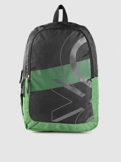 

United Colors of Benetton Unisex Black & Green Colourblocked Backpack