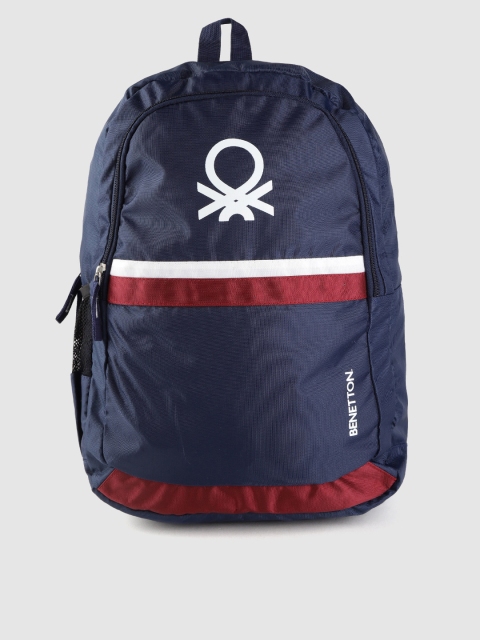 

United Colors of Benetton Unisex Navy Blue Brand Logo Laptop Backpack