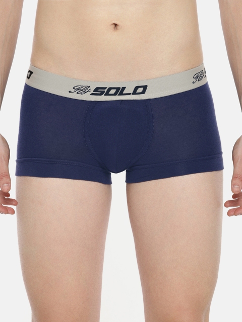 

SOLO Men Navy Solid Grip Trunks, Navy blue