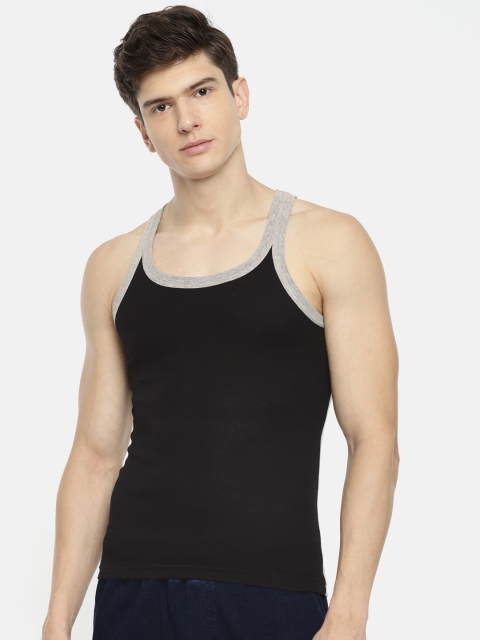 

SOLO Men Black & Grey Colourblocked Sporty Vest