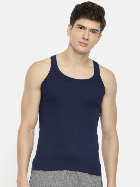 

SOLO Men Navy Blue Solid Stretchable Vest