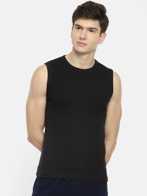

SOLO Men Black Solid Muscle Tee Vest