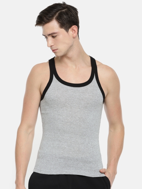 

SOLO Men Grey Melange Solid Gym Vest
