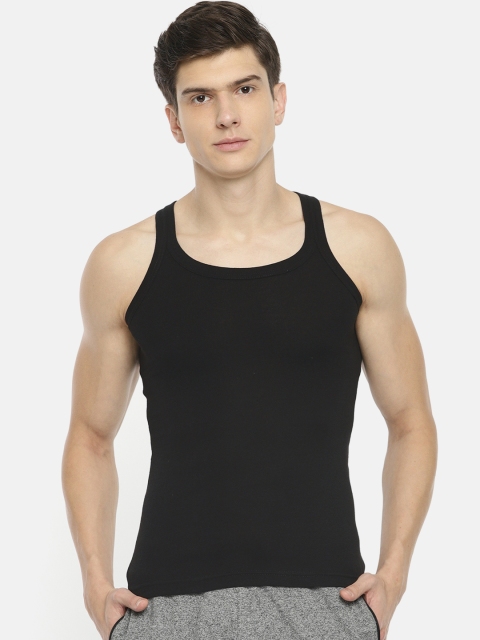 

SOLO Men Black Solid Innerwear Vests