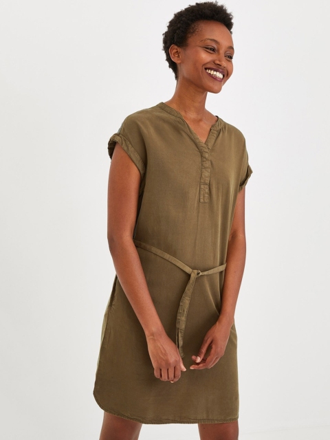 

promod Women Solid Bronze-Toned A-Line Dress