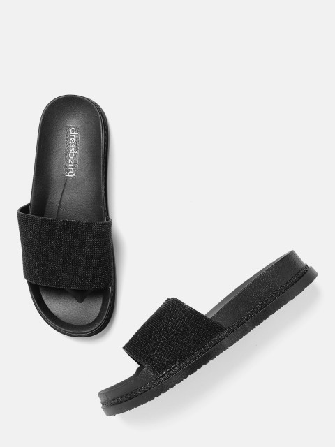 

DressBerry Women Black Solid Open Toe Flats