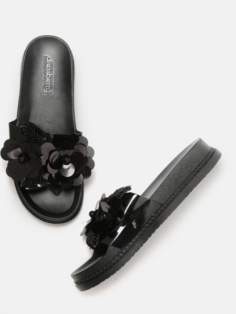 

DressBerry Women Black Embellished Open Toe Flats