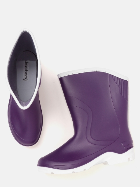 

DressBerry Women Purple Solid Synthetic Mid-Top Gum Boots