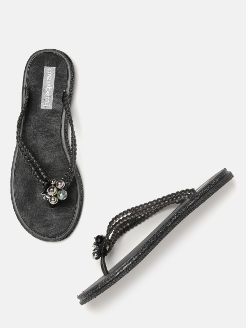 

DressBerry Women Black Embellished Open Toe Flats