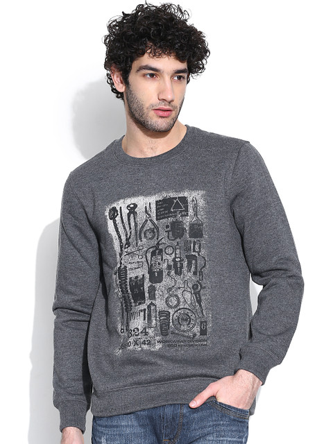 

NU ECO Grey Melange Printed Sweatshirt