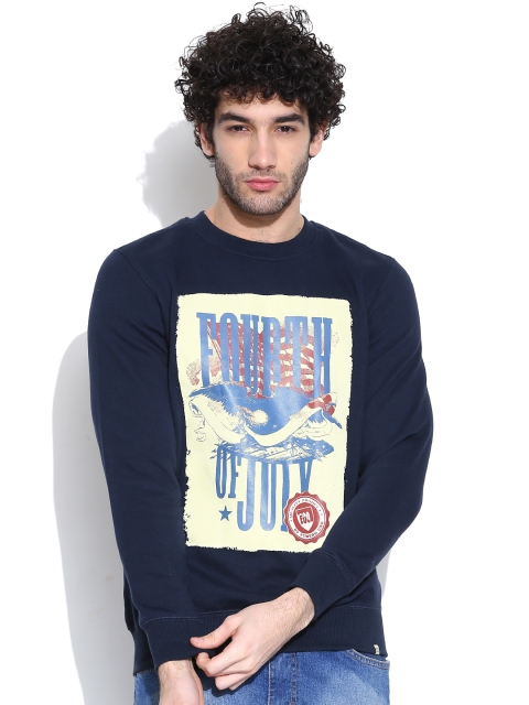 

NU ECO Navy Printed Sweatshirt, Navy blue