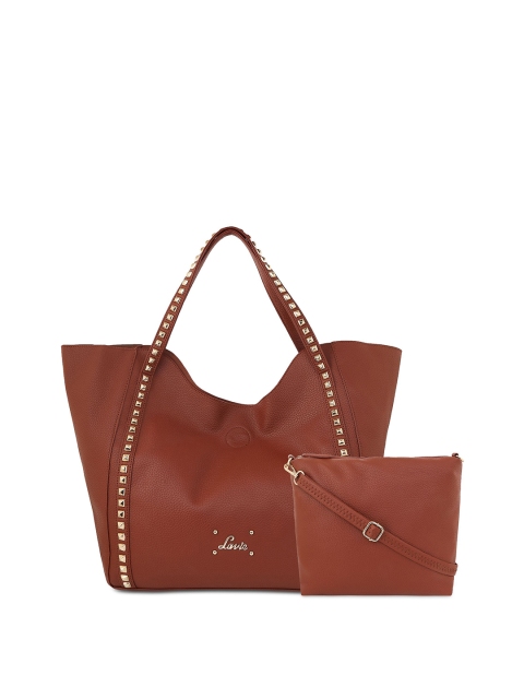 

Lavie Brown Embellished Handheld Bag