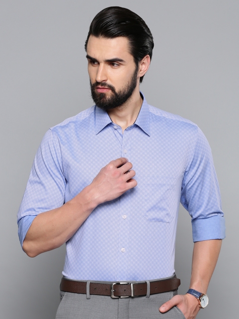 

Louis Philippe Men Blue & White Slim Fit Self Checked Formal Shirt