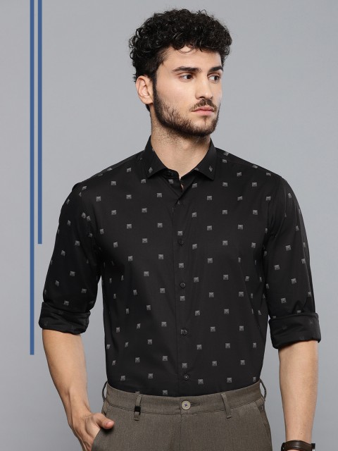 

Louis Philippe Ath.Work Men Black Super Slim Fit Printed Smart Casual Shirt