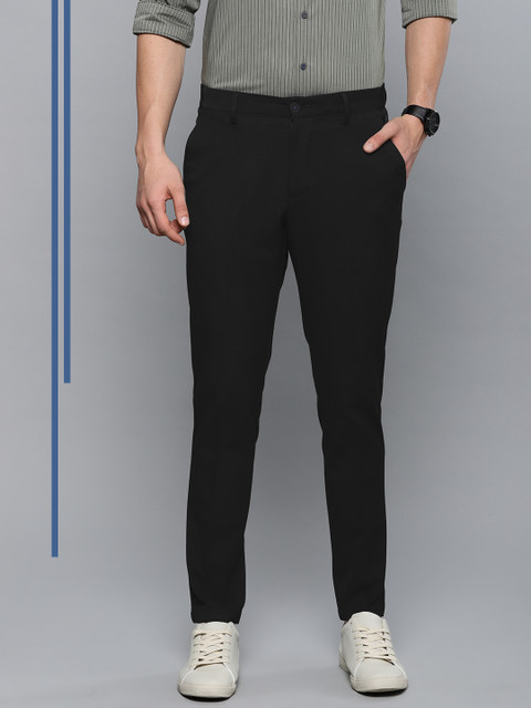 

Louis Philippe Ath.Work Men Black Comfy Tapered Fit Solid Chinos