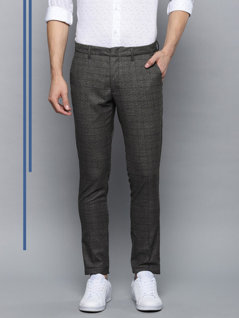 

Louis Philippe Ath.Work Men Black & White Slim Fit Self-Checked Smart Casual Trousers