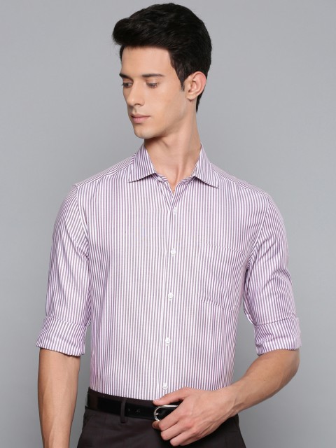 

Louis Philippe Men Purple & White Classic Fit Striped Formal Shirt