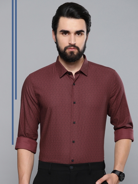 

Louis Philippe Ath.Work Men Maroon & Black Super Slim Fit Printed SmartCasual Shirt