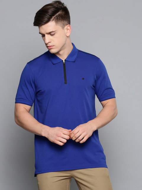 

Louis Philippe Men Blue Solid Polo Collar T-shirt