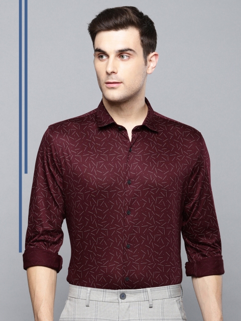 

Louis Philippe Ath.Work Men Maroon & Beige Slim Fit Printed Formal Shirt